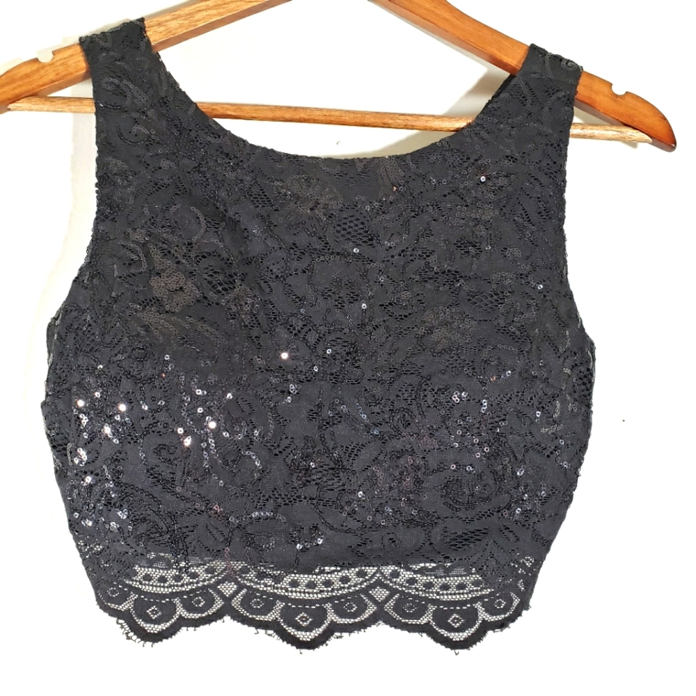 Size 1 City Studio Black lace and sequined top